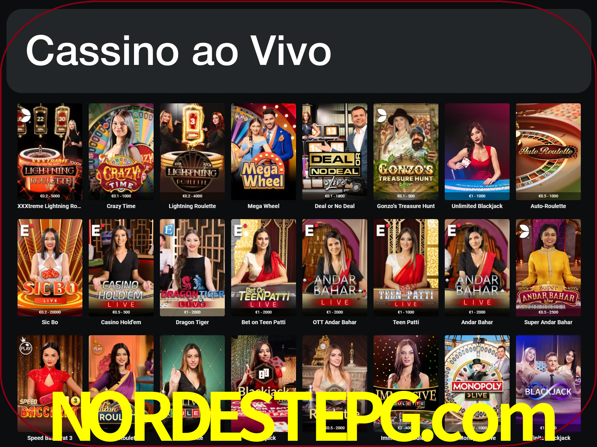 Jogue jogos de cassino com um verdadeiro dealer.