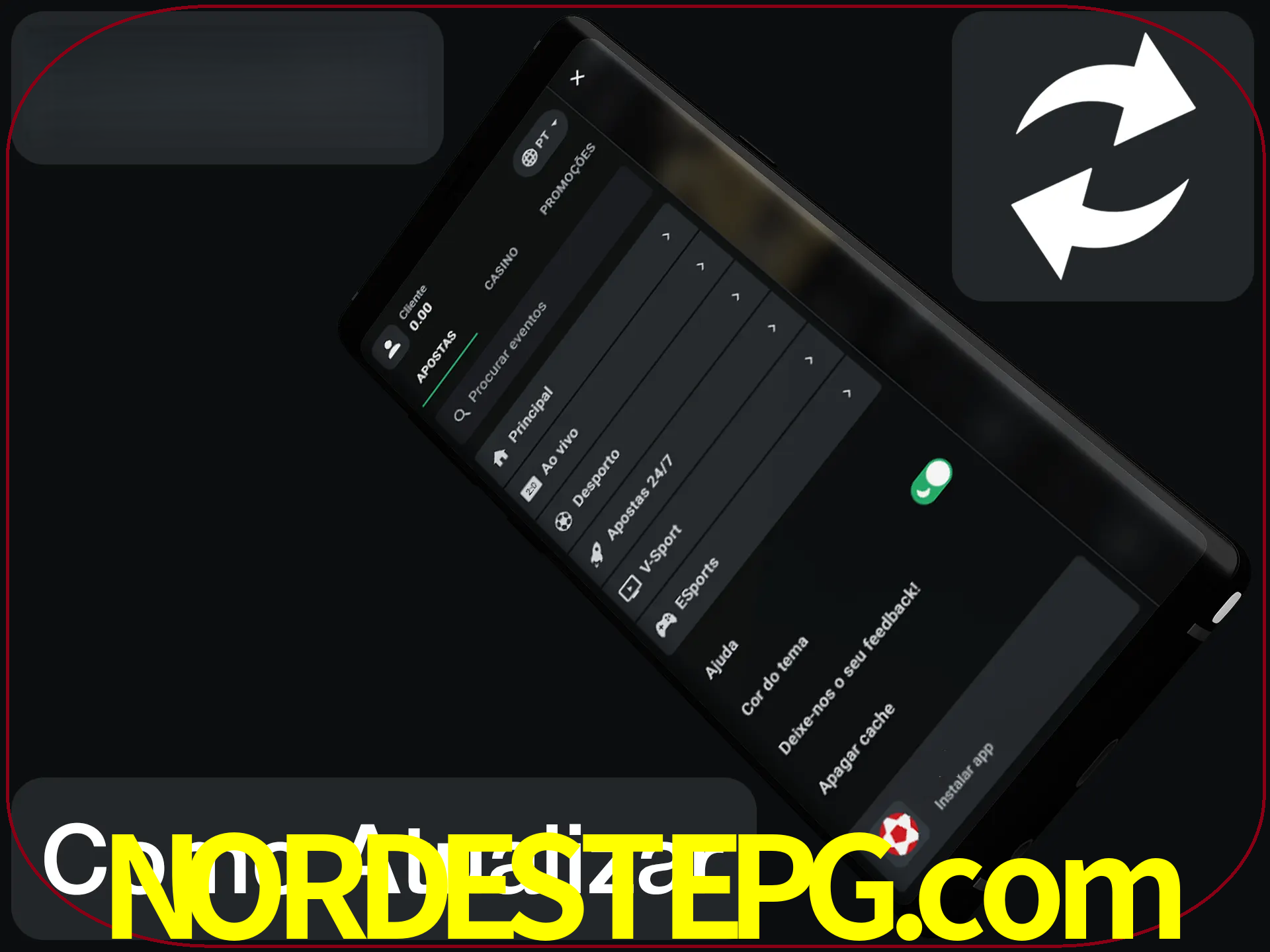 O aplicativo é atualizado automaticamente quando você faz o login.
