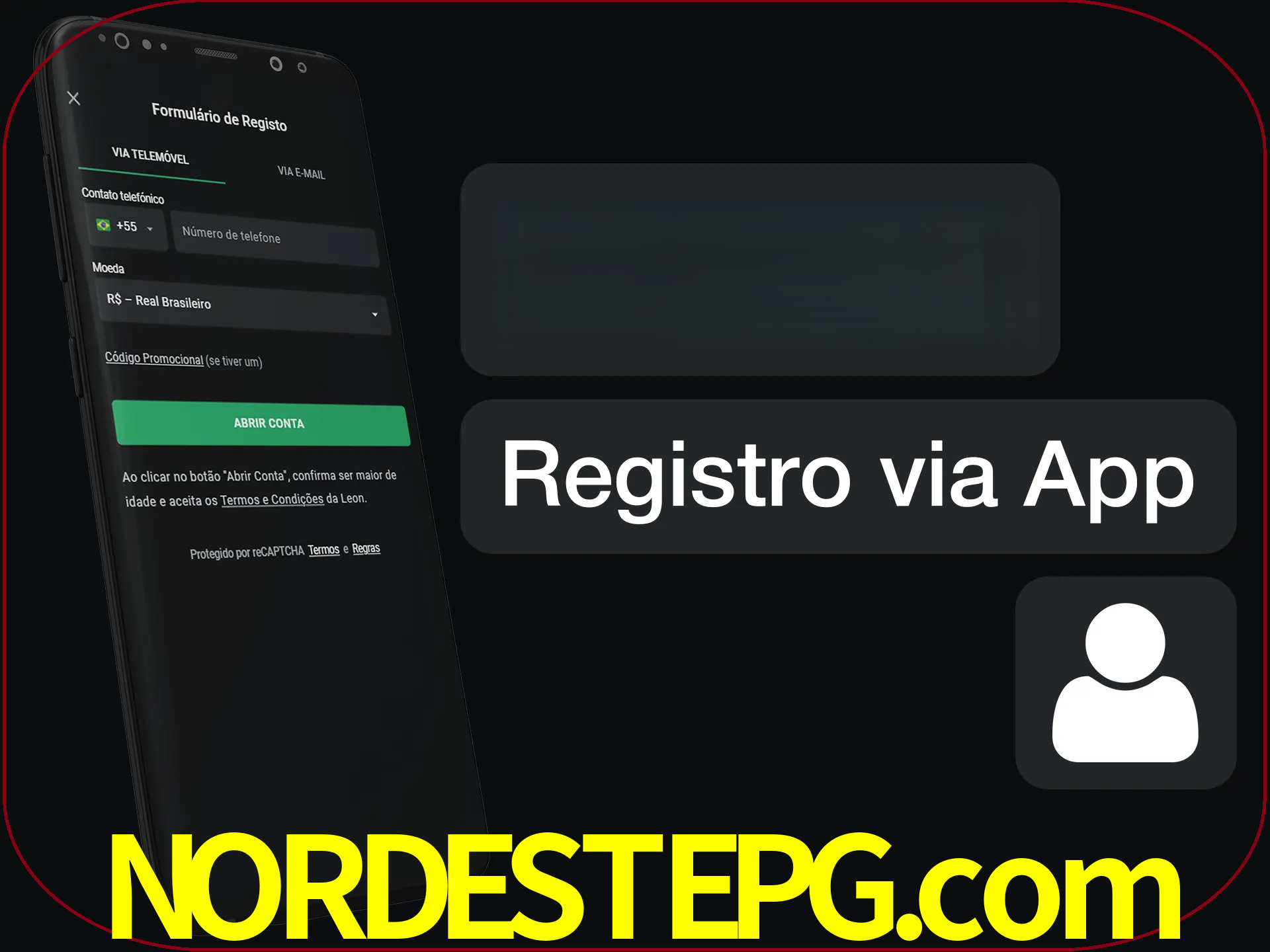 Registre-se com duas etapas usando o aplicativo.