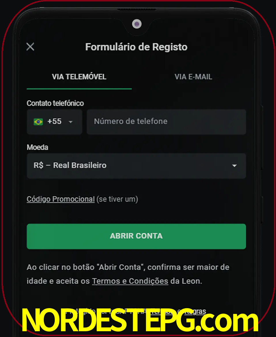 Abra o aplicativo e inicie o processo de registro.