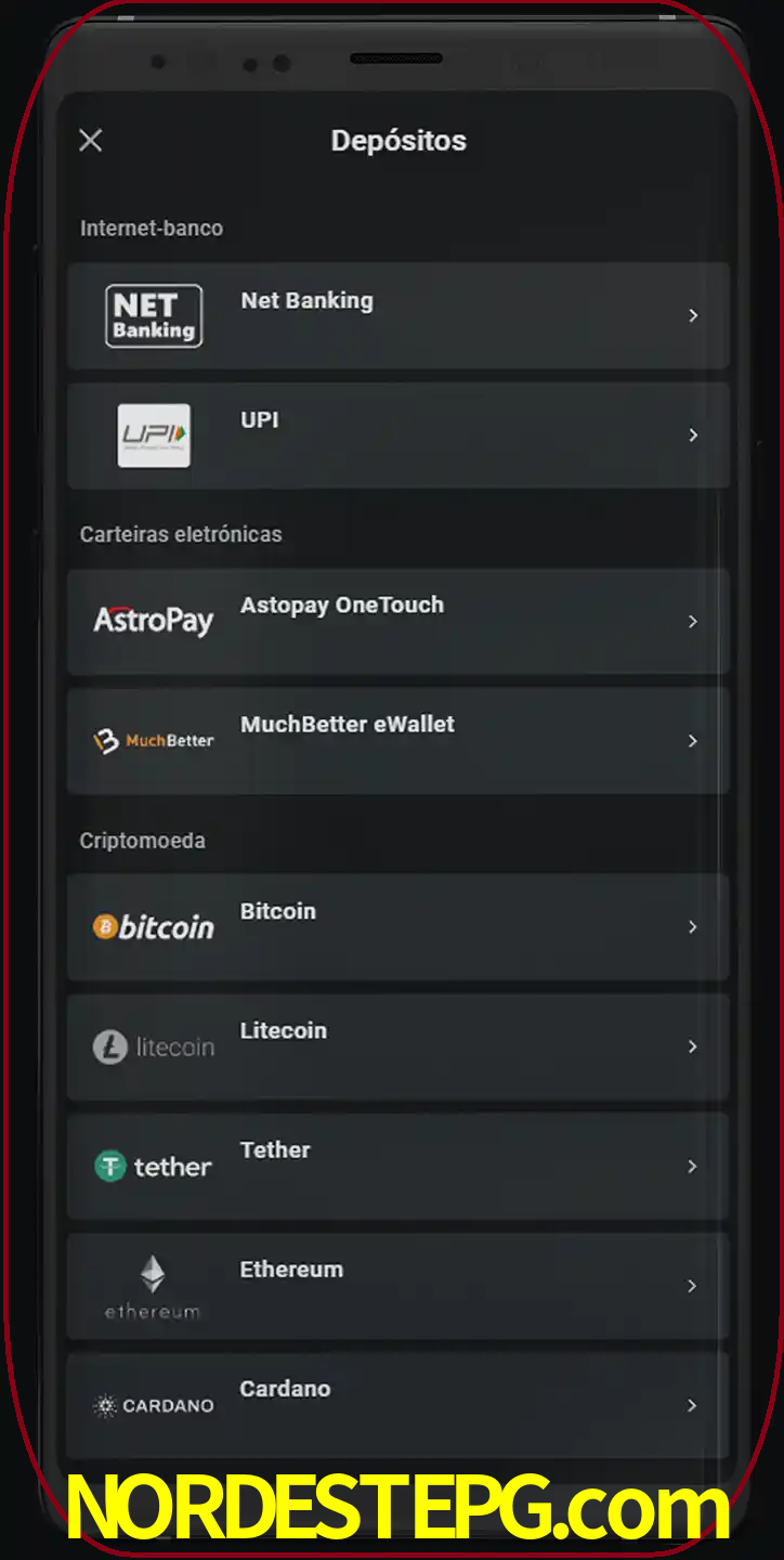 Você pode usar métodos alternativos de depósito.