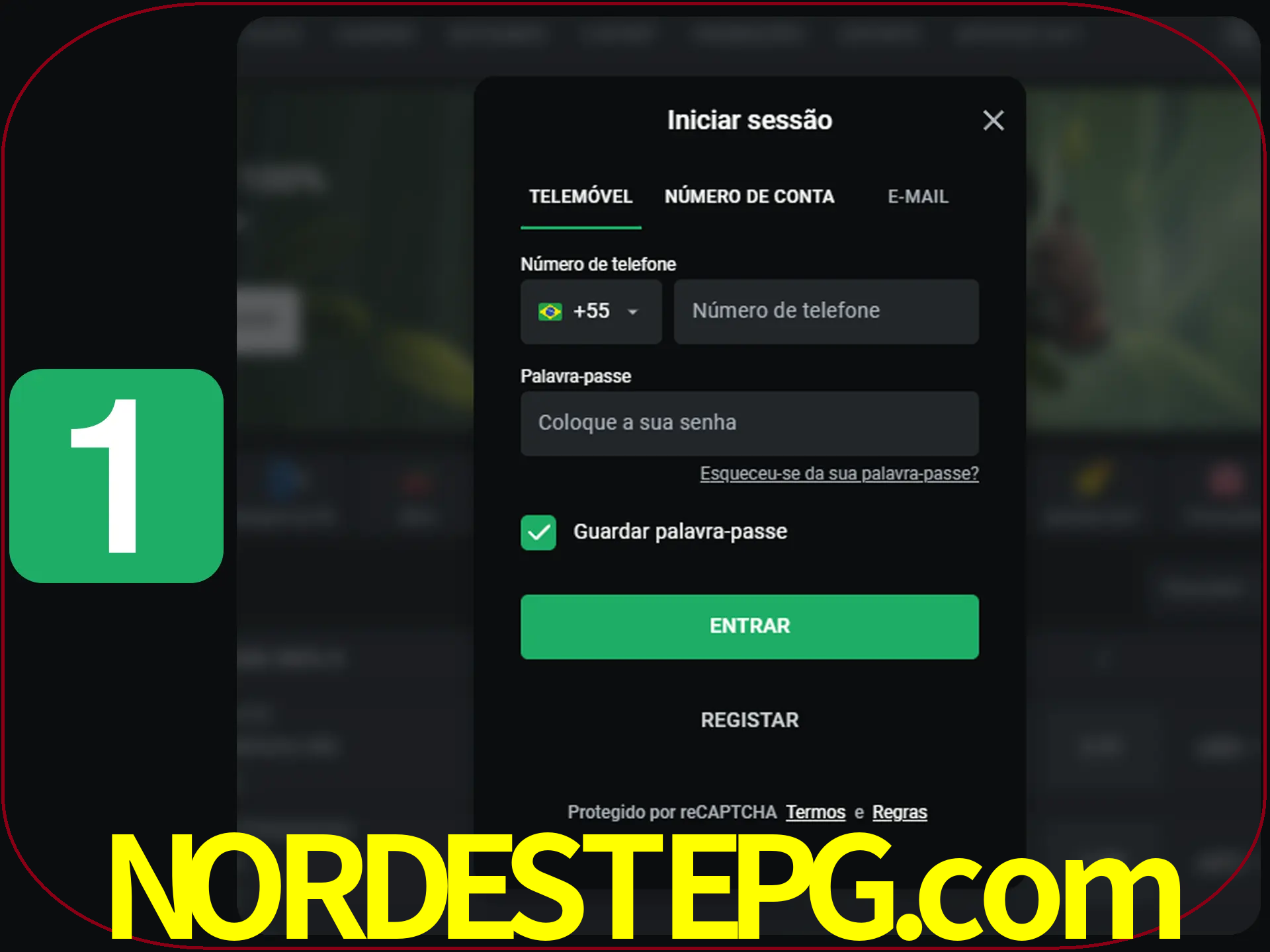 Clique no botão Entrar.